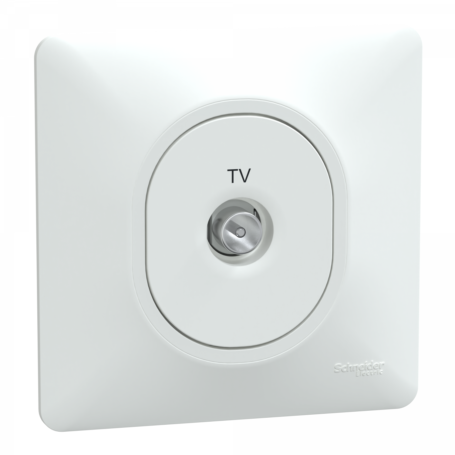 Ovalis - prise TV simple - Blanc - griffes montées - avec plaque