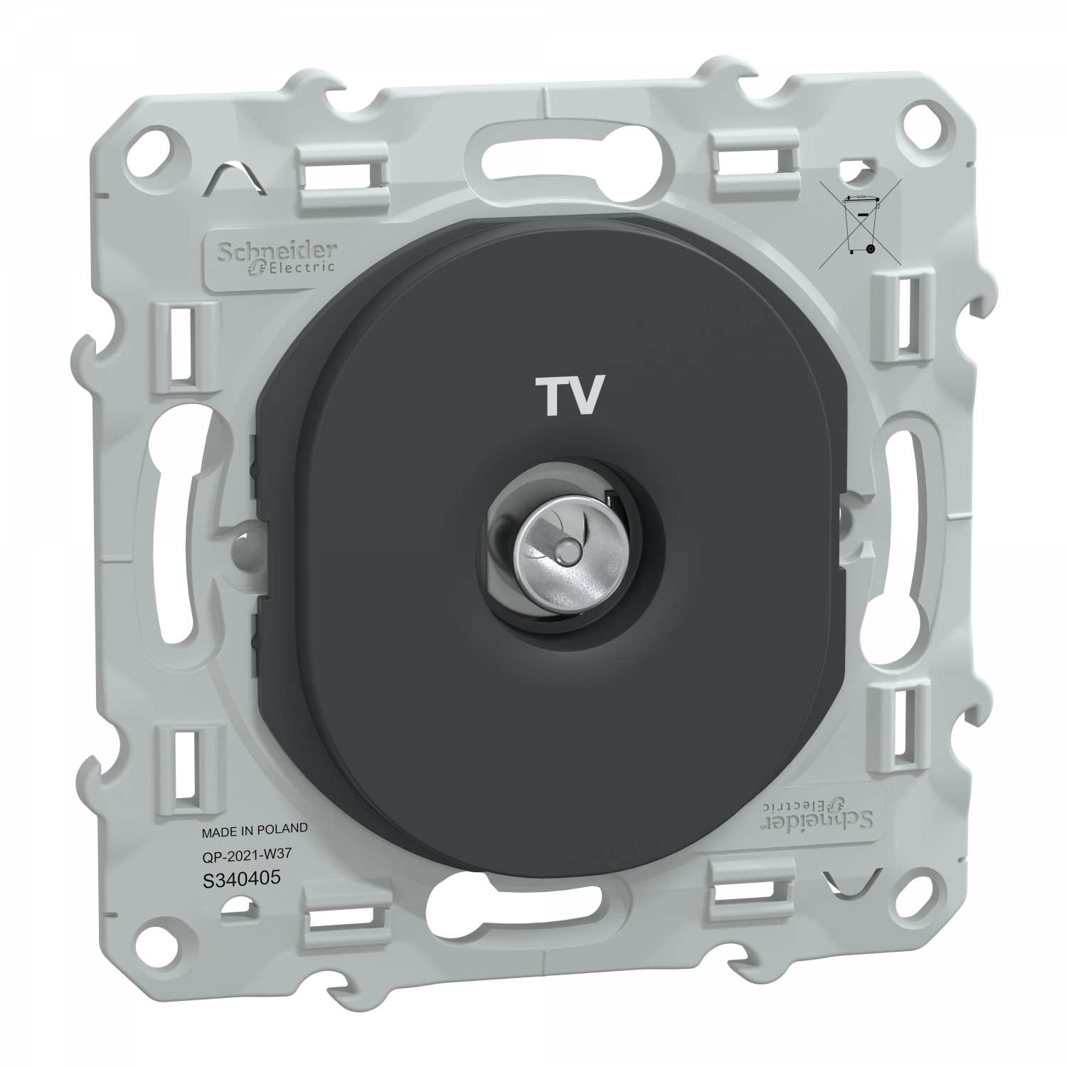 Ovalis - prise TV simple - Anthracite