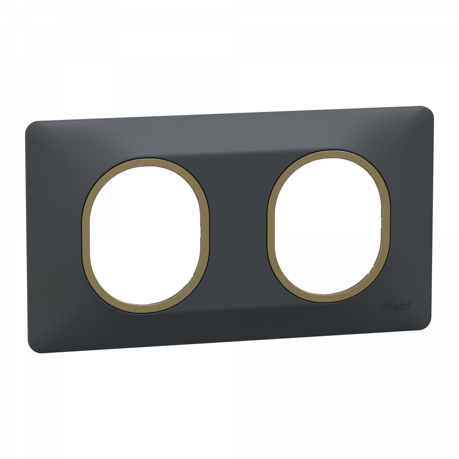 Ovalis - plaque de finition - 2 postes horizontal - 71mm - anthracite - laiton