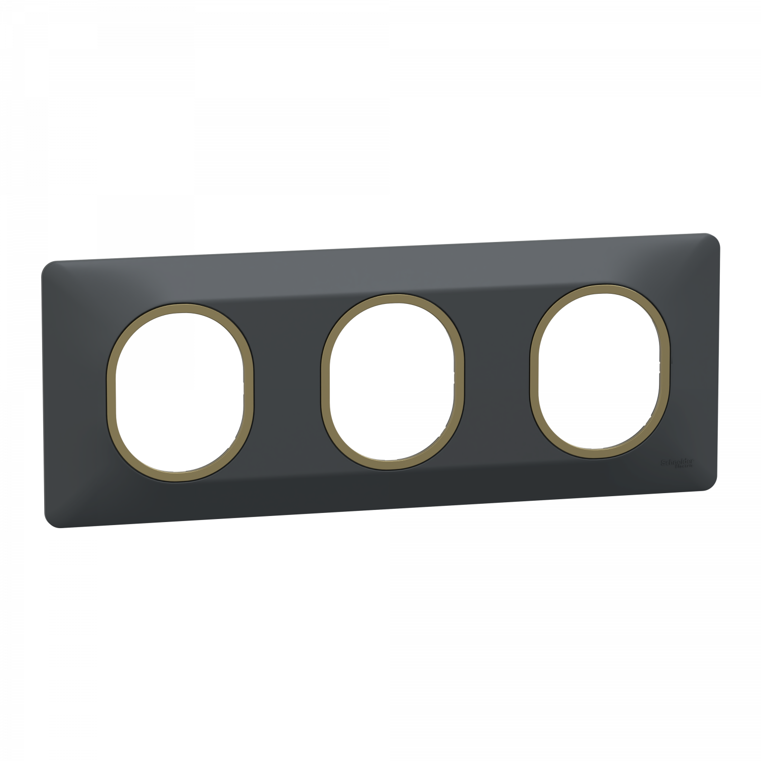 Ovalis - plaque de finition - 3 postes horizontal - 71mm - anthracite - laiton