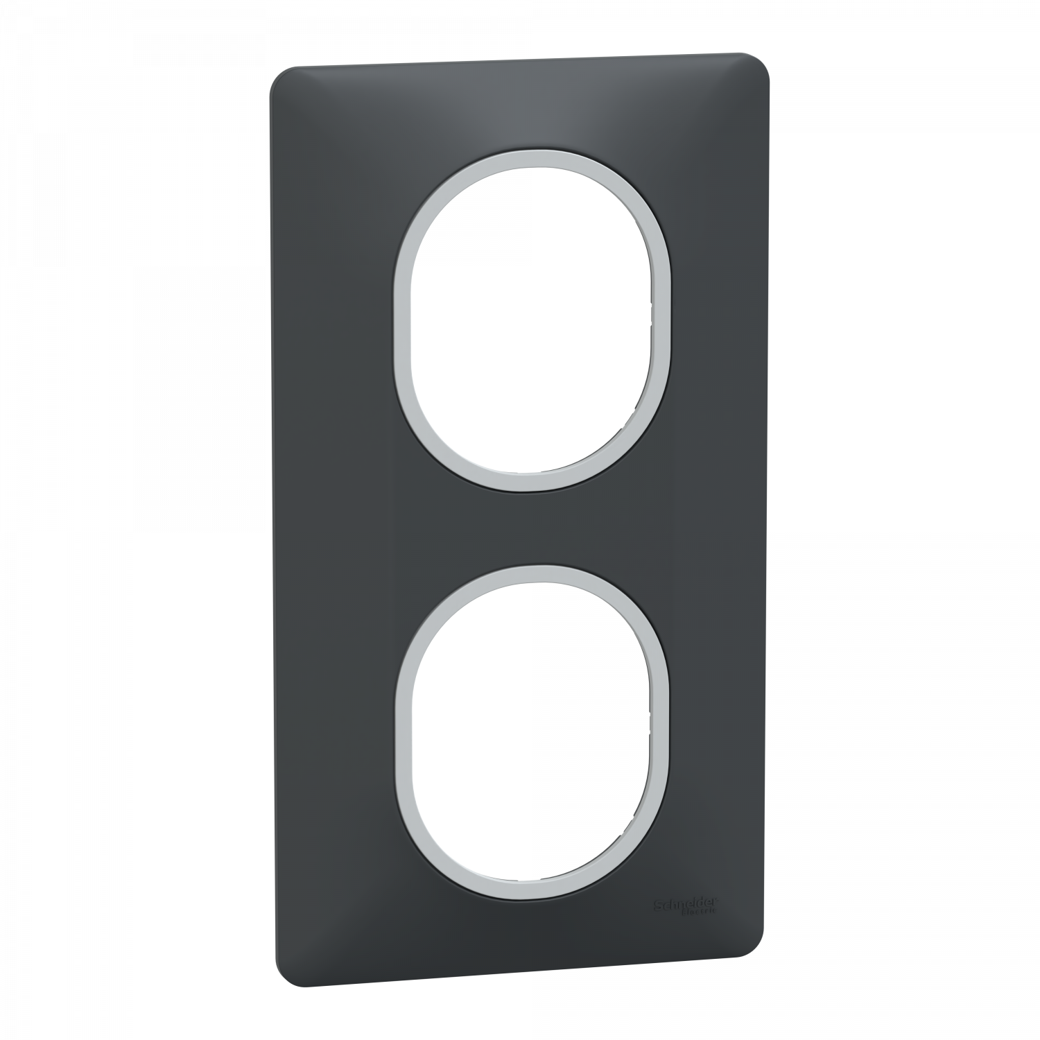 Ovalis - plaque de finition - 2 postes vert - 71mm - anthracite - argent chromé