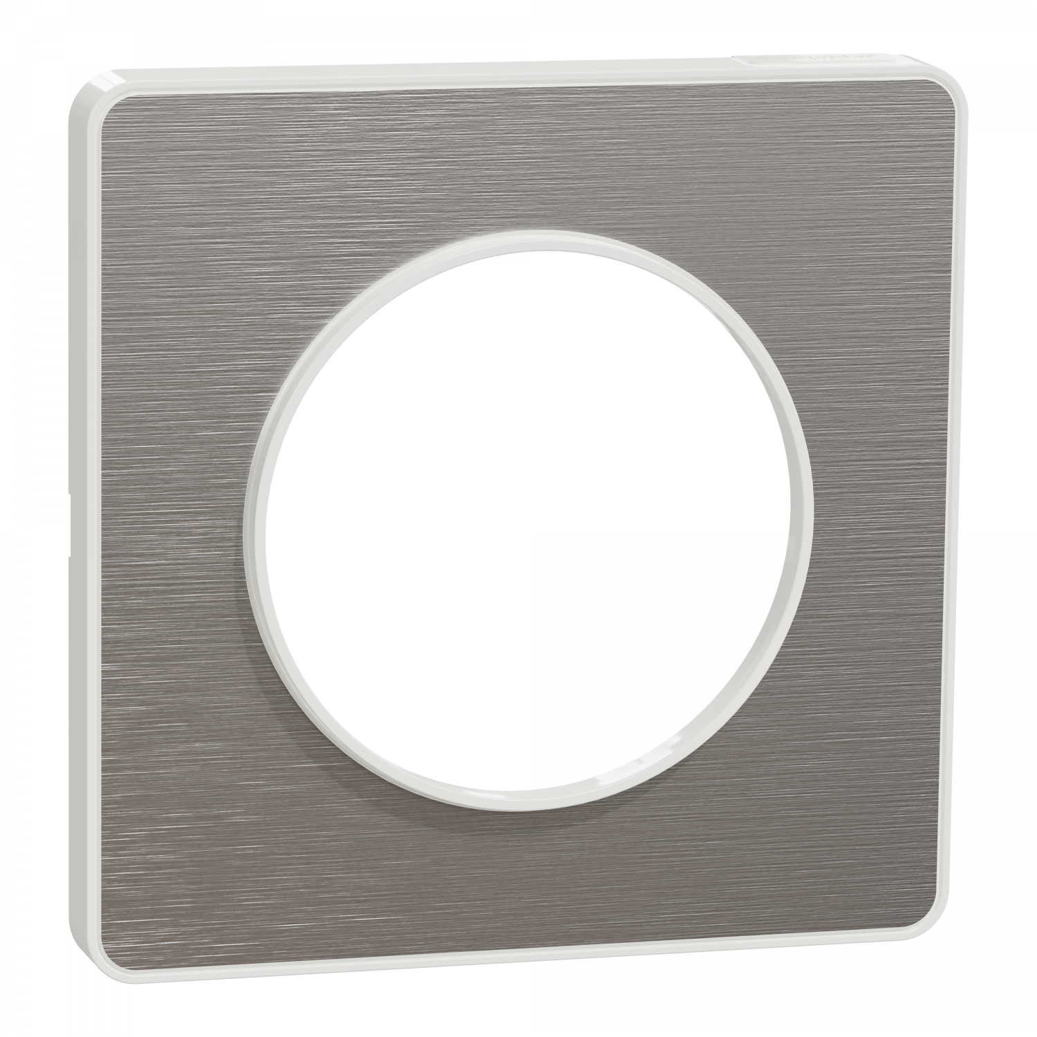 Odace Touch - plaque 1 poste aluminium brossé avec liseré blanc