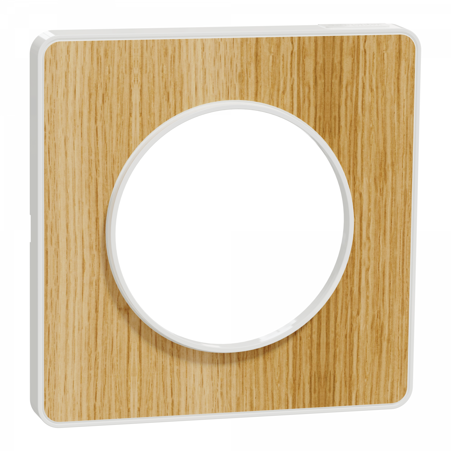 Odace Touch - plaque 1 poste bois naturel avec liseré blanc