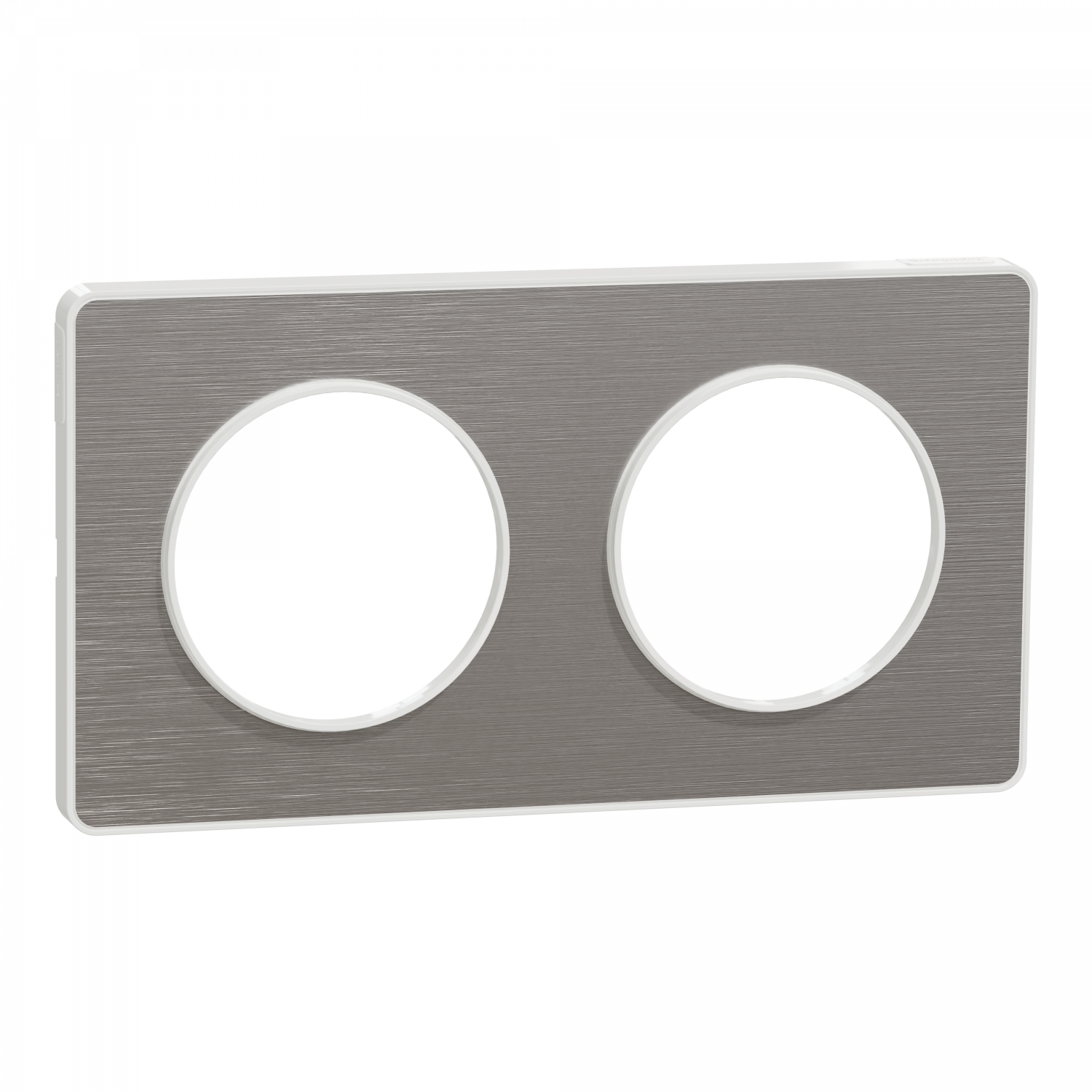 Odace Touch - plaque 2 postes horiz/vert 71mm aluminium brossé avec liseré blanc