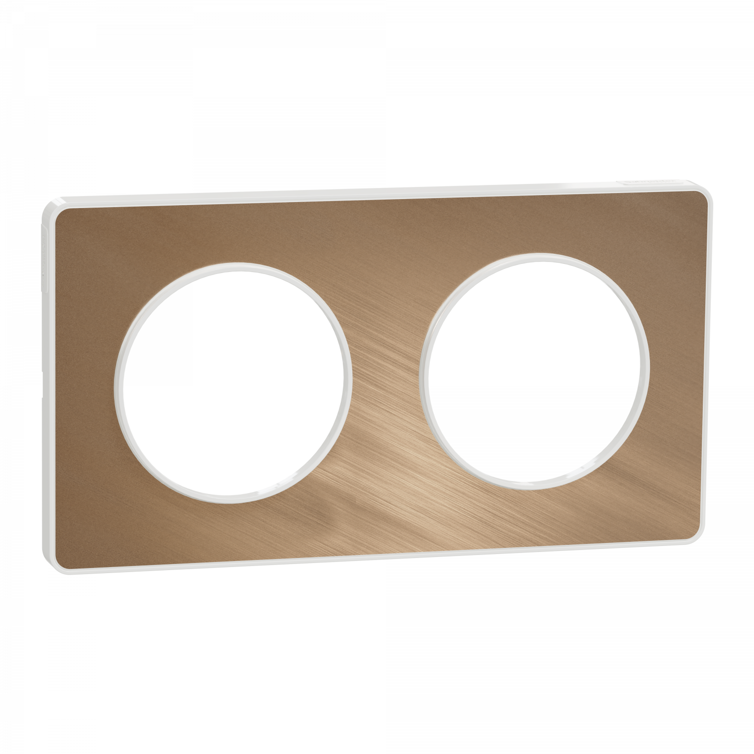 Odace Touch - plaque 2 postes horiz/vert 71mm bronze brossé avec liseré blanc