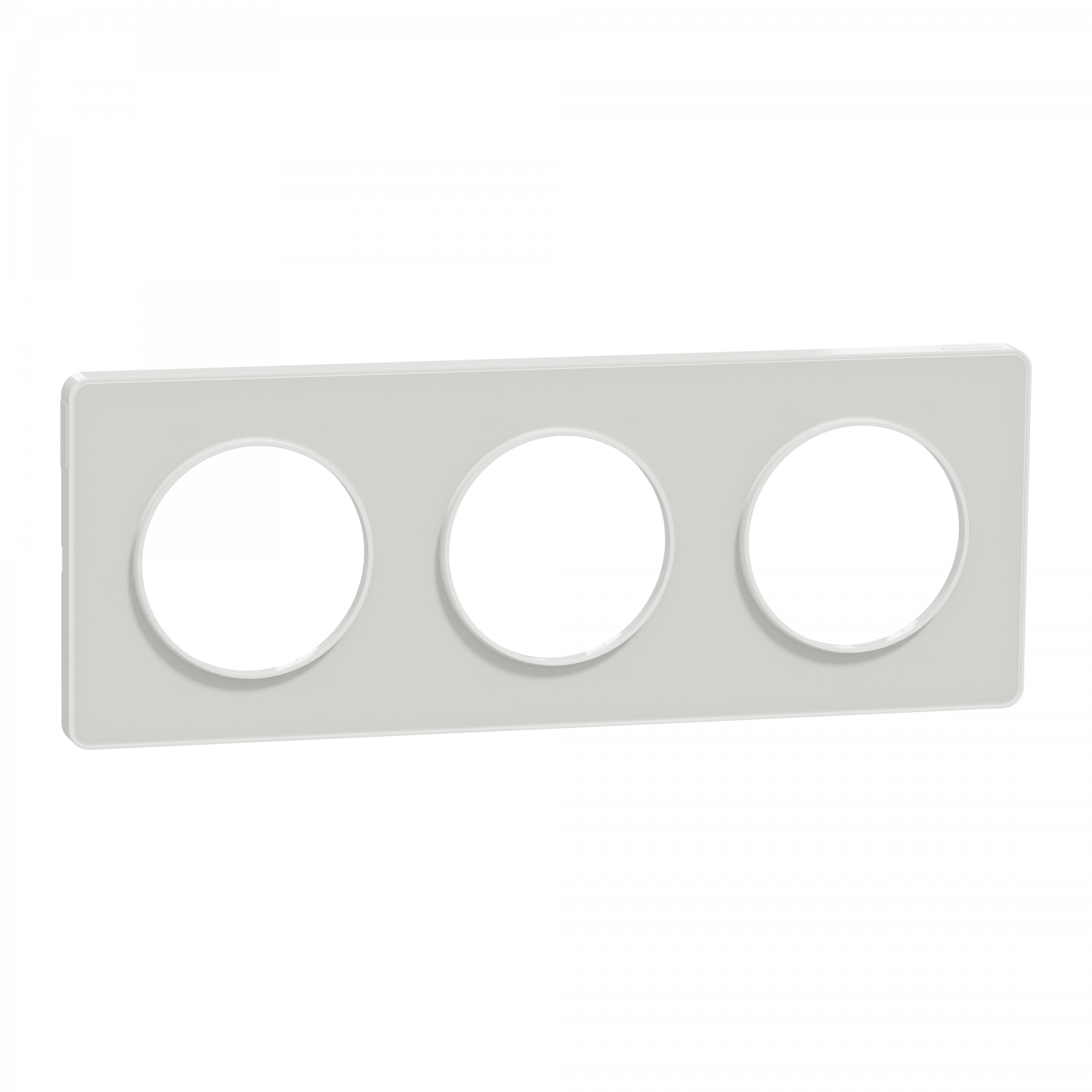 Odace Touch - plaque 3 postes horiz/ver 71mm translucide blanc avec liseré blanc