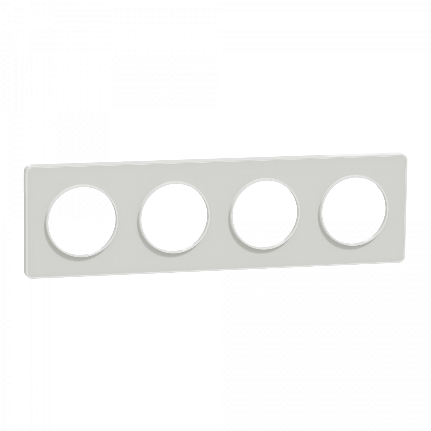 Odace Touch - plaque 4 postes horiz/ver 71mm translucide blanc avec liseré blanc