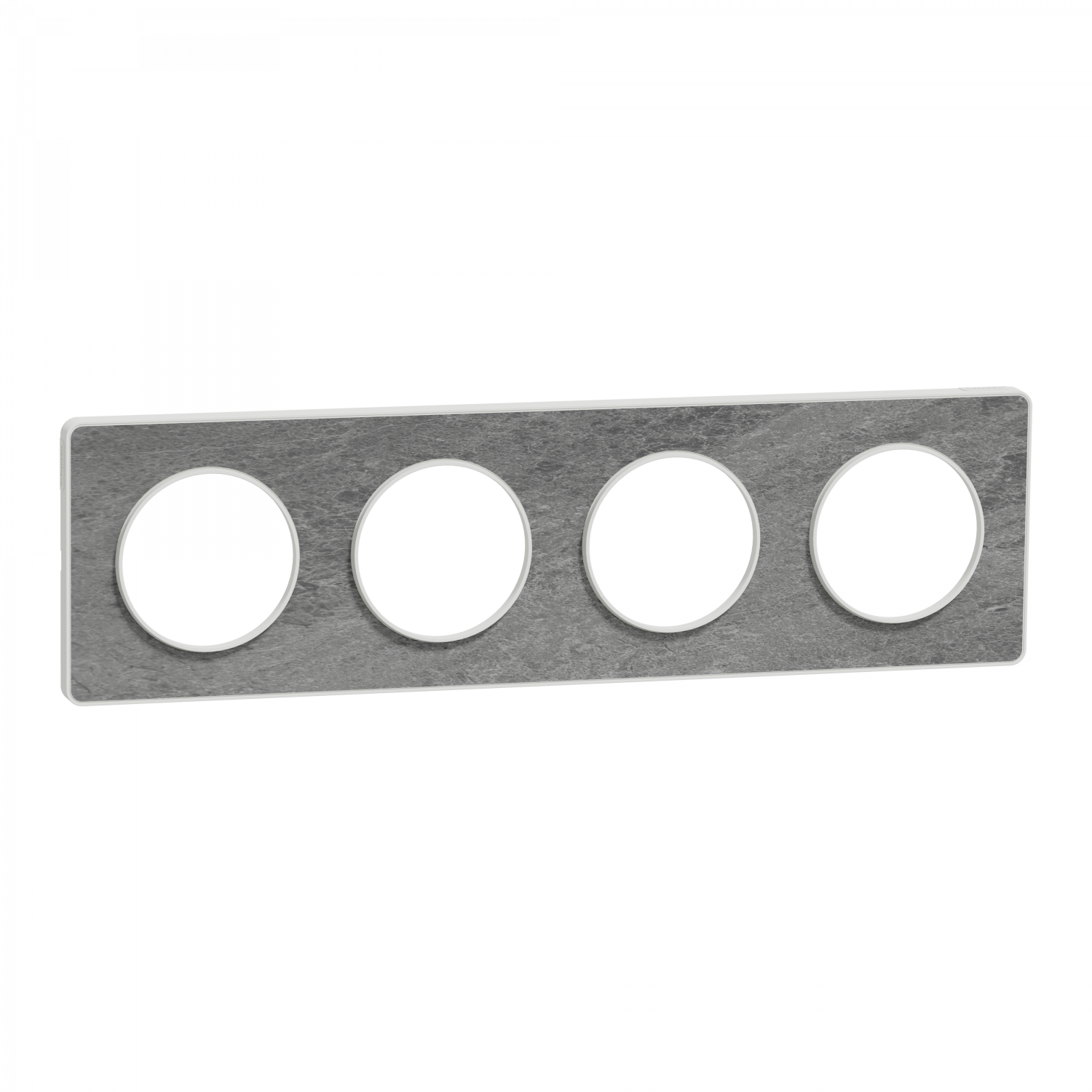 Odace Touch - plaque 4 postes horiz/vert 71mm pierre galet avec liseré blanc