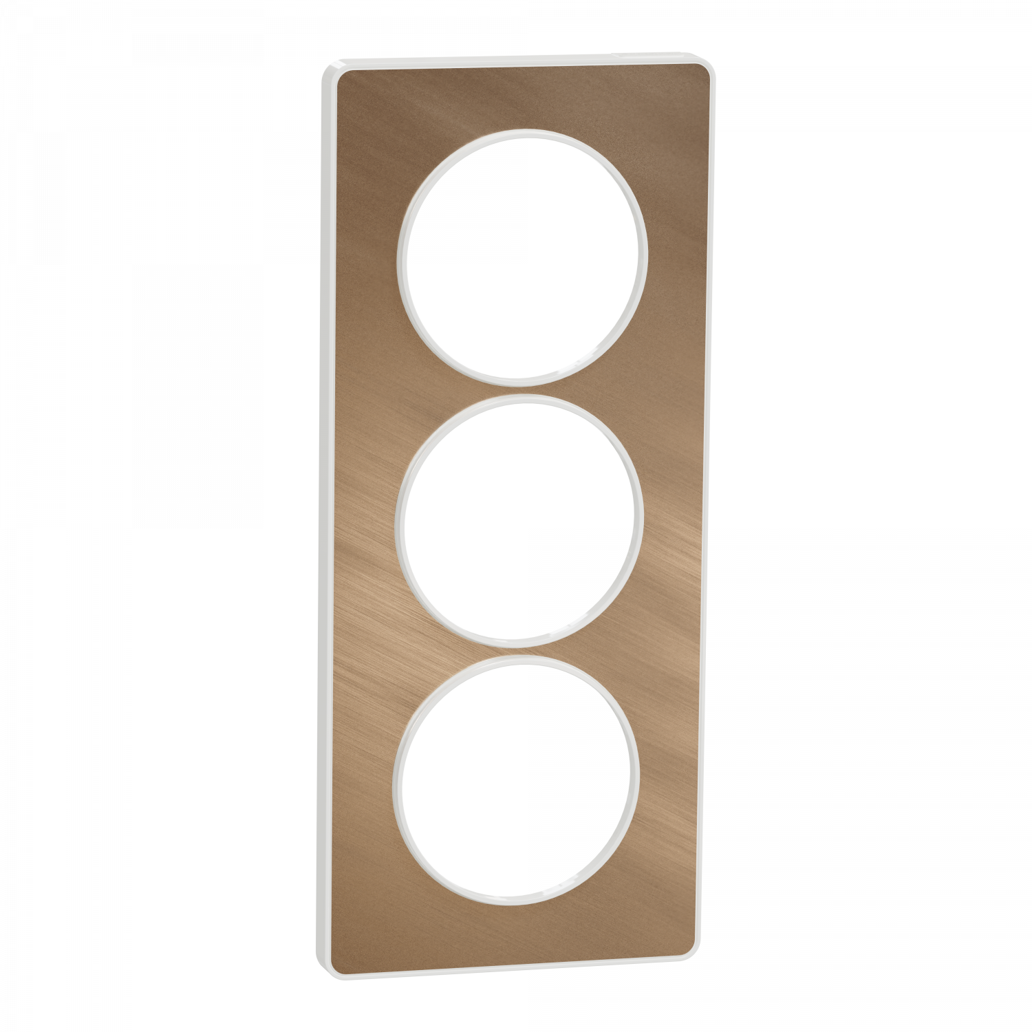 Odace Touch - plaque 3 postes verticaux 57mm bronze brossé avec liseré blanc
