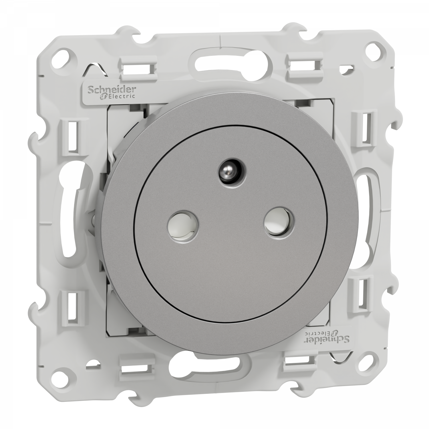 Odace - prise de courant 2P+T affleurante - aluminium - connexion rapide