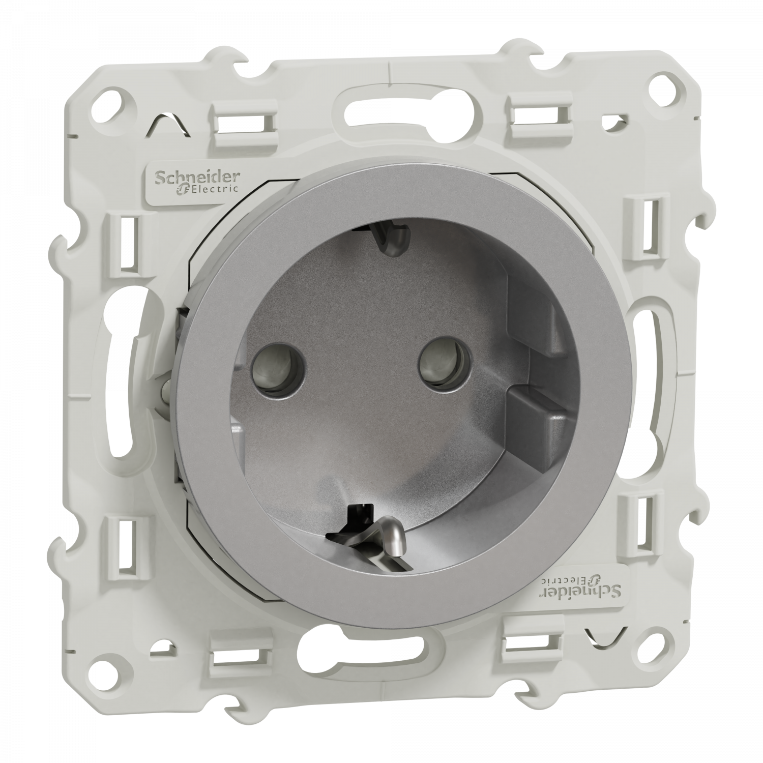 Odace - prise de courant 2P+T - aluminium- standard Schuko allemand