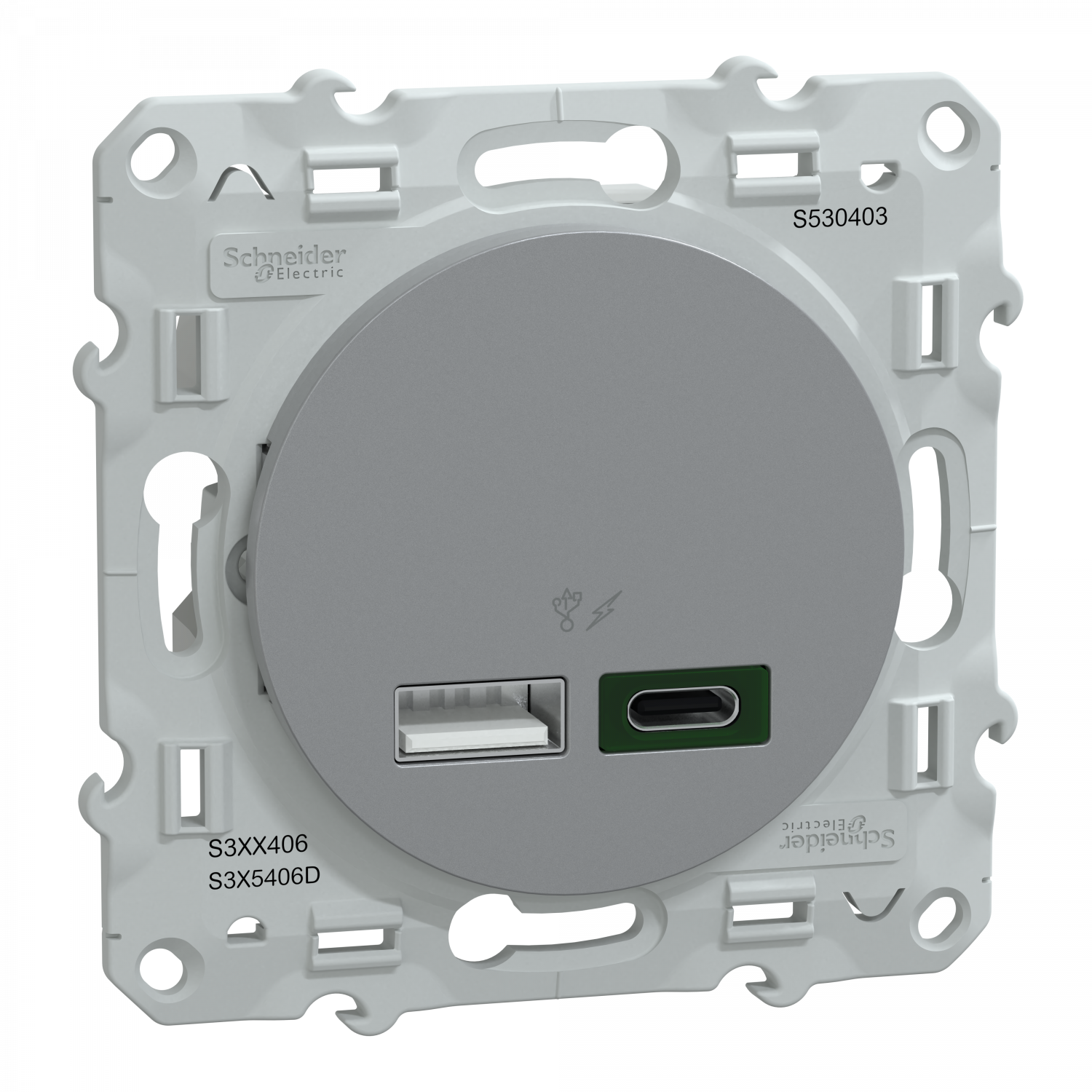 Odace - chargeur USB type A 7 -5W +C 45W - forte puissance type C - aluminium