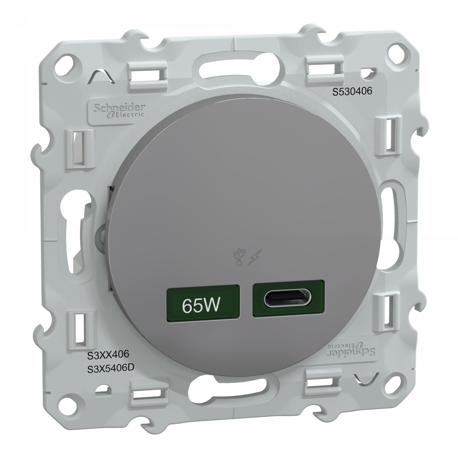 Odace - chargeur USB C 65W - forte puissance pour charge app. mobiles - alu