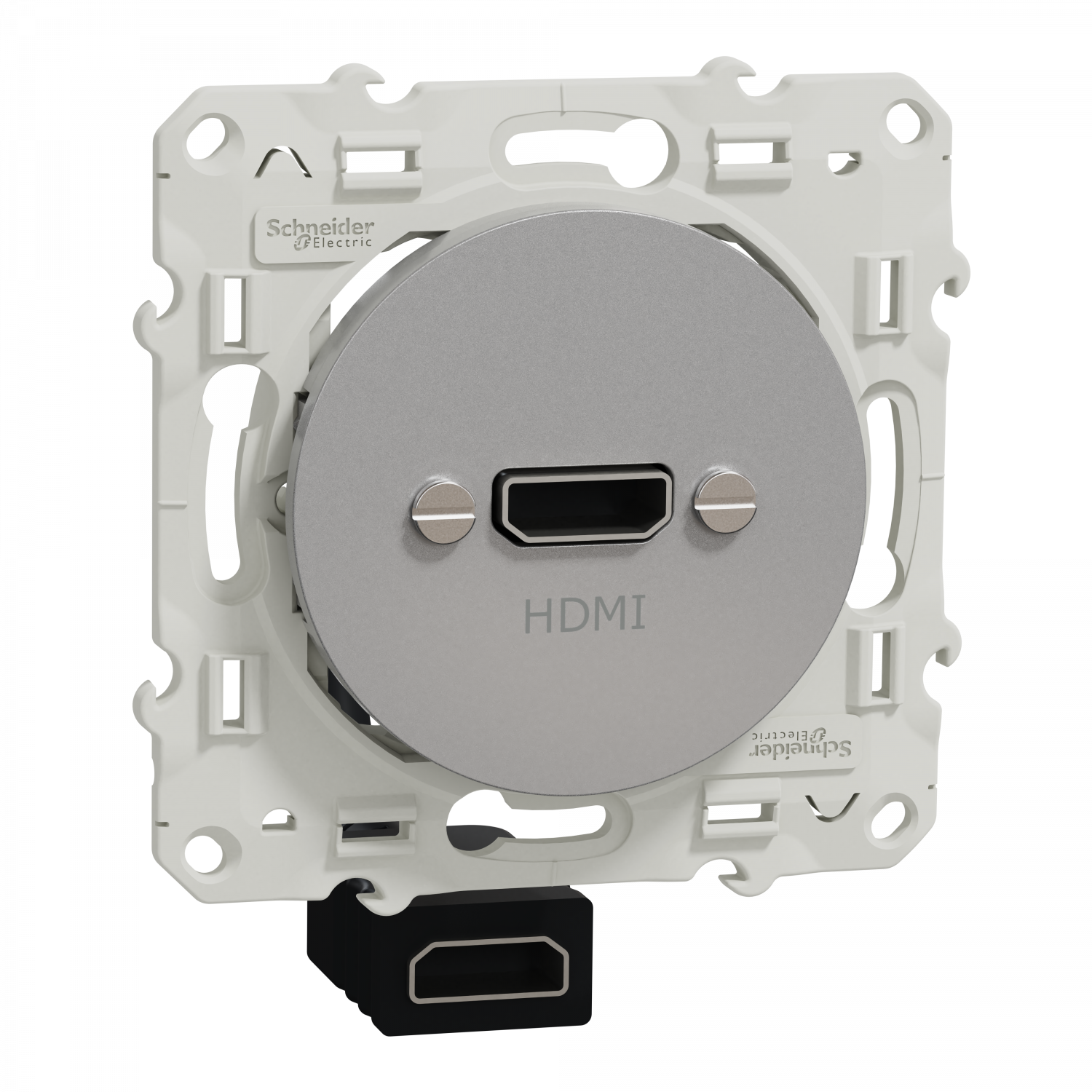 Odace - prise HDMI type A - alu - prise femelle / câble femelle à l'arrière