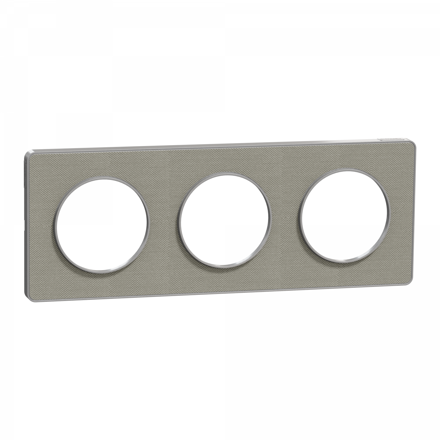 Odace Touch - plaque 3 postes horiz/ver 71mm Kvadrat perle avec liseré aluminium