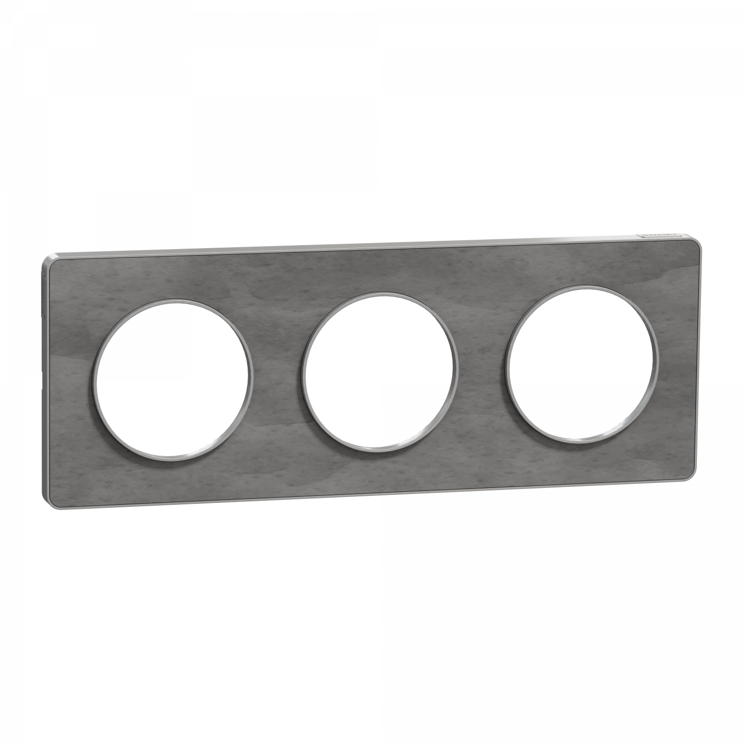 Odace Touch - plaque 3 postes horiz/ver 71mm ardoise avec liseré aluminium