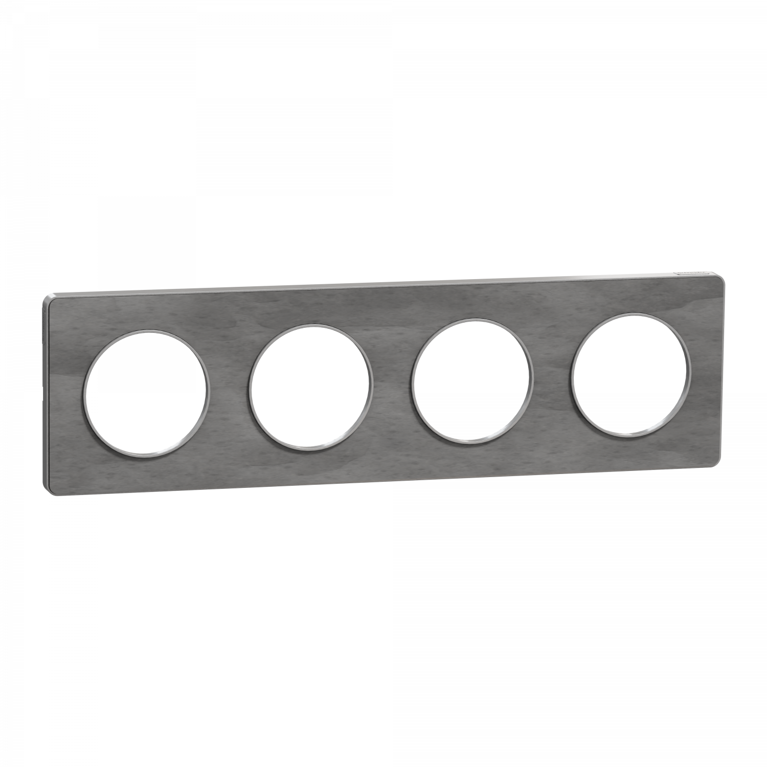 Odace Touch - plaque 4 postes horiz/ver 71mm ardoise avec liseré aluminium