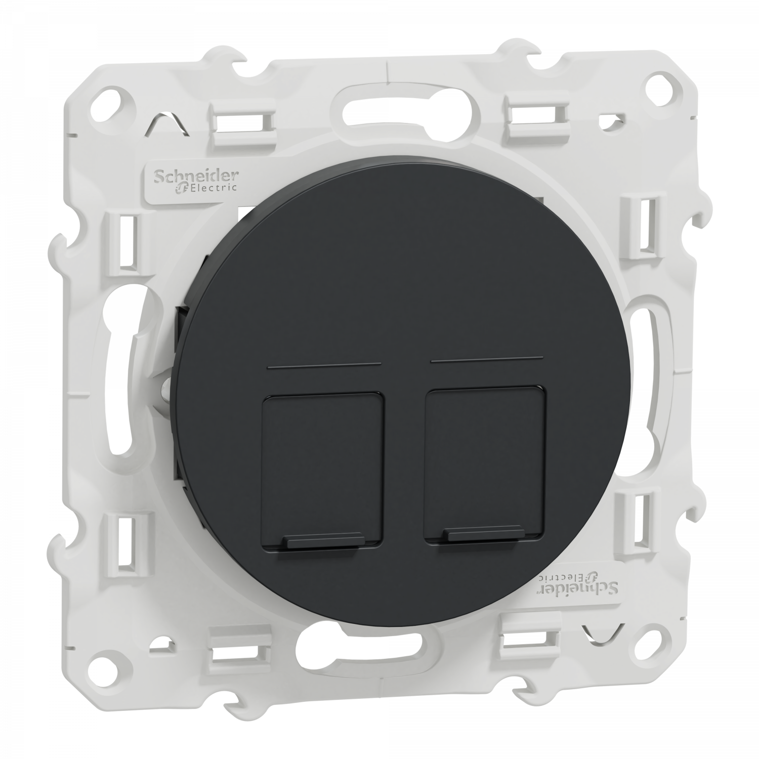 Odace - prise double RJ45 - anthracite - sans connecteur (empreinte Infraplus)