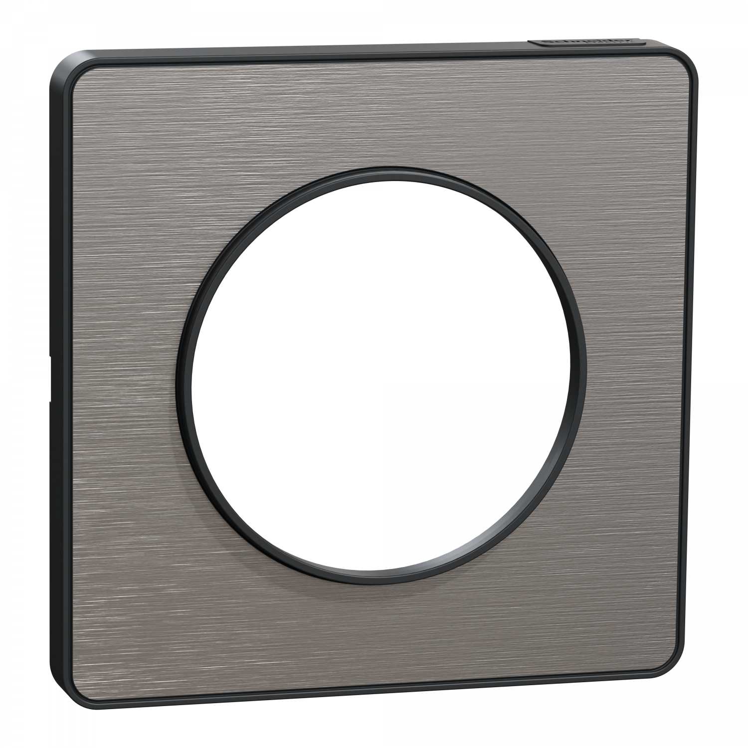 Odace Touch - plaque 1 poste aluminium brossé avec liseré anthracite