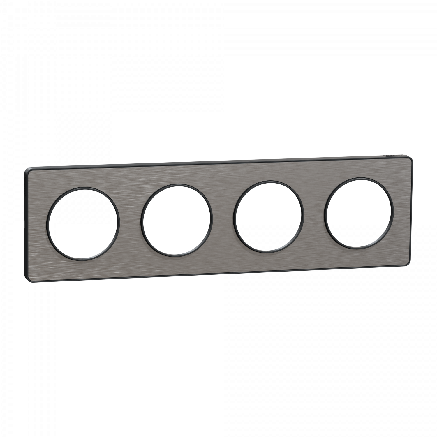 Odace Touch - plaque 4 postes horiz/vert 71mm aluminium brossé avec liseré anth