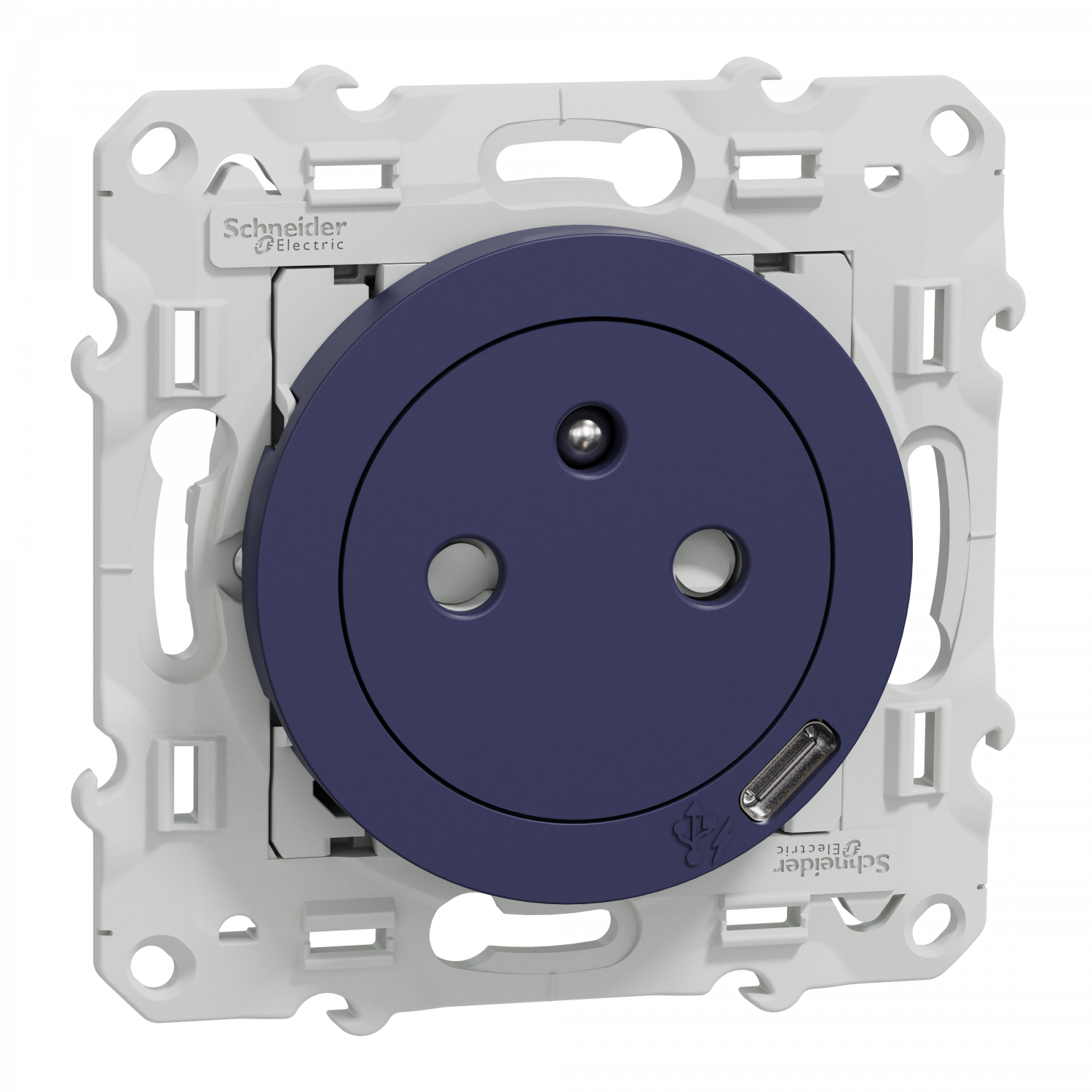 Odace - prise affleurante + USB C - 10,5W - cobalt