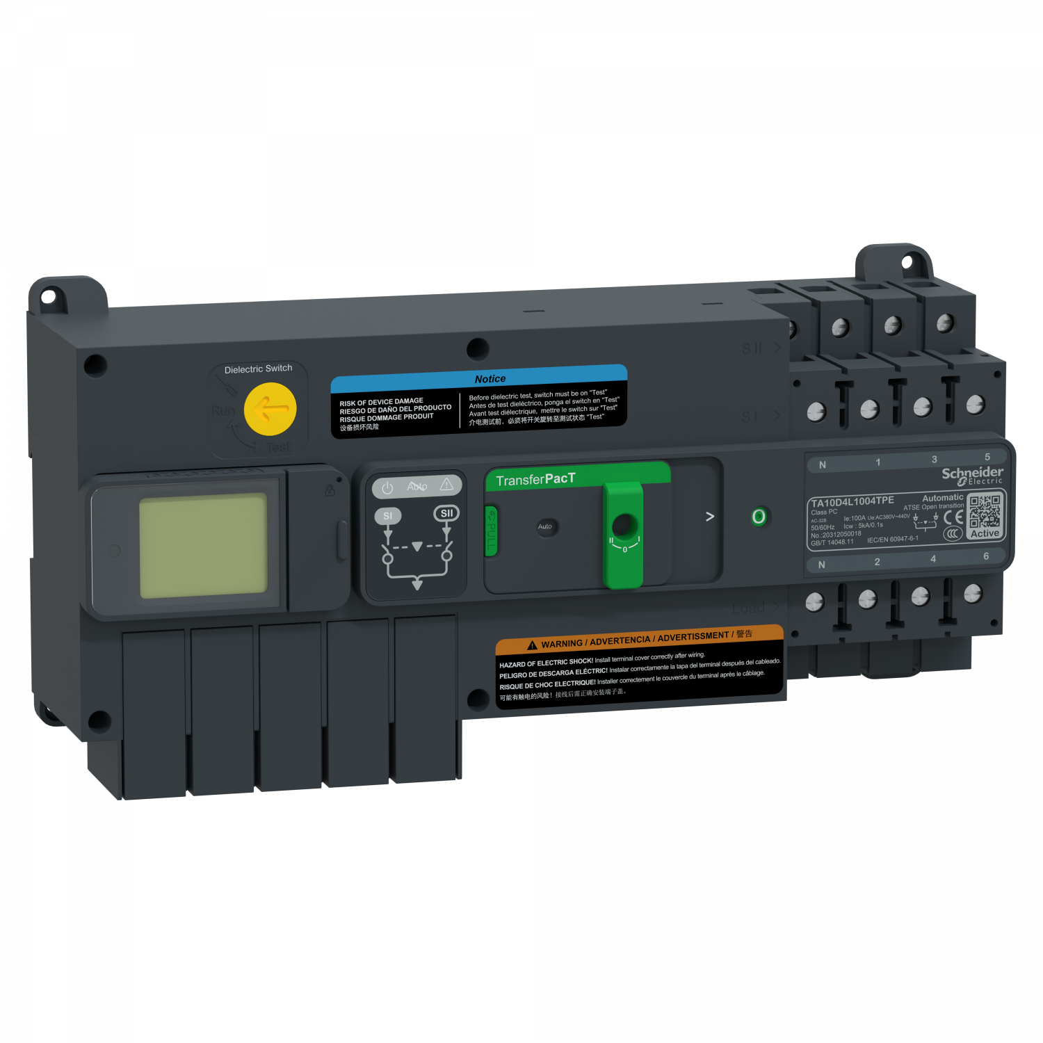 TransferPacT Active TA100 - inverseur de sources - LCD - 100A - 4P - 400Vca
