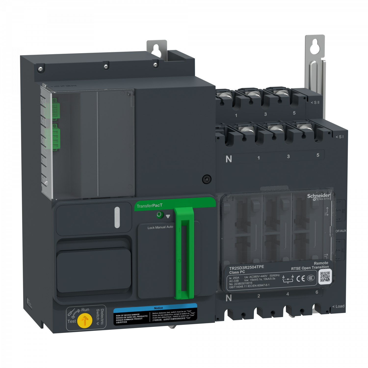 TransferPacT TR250 - inverseur de sources - télécommandé - 200A - 3P - 400Vca