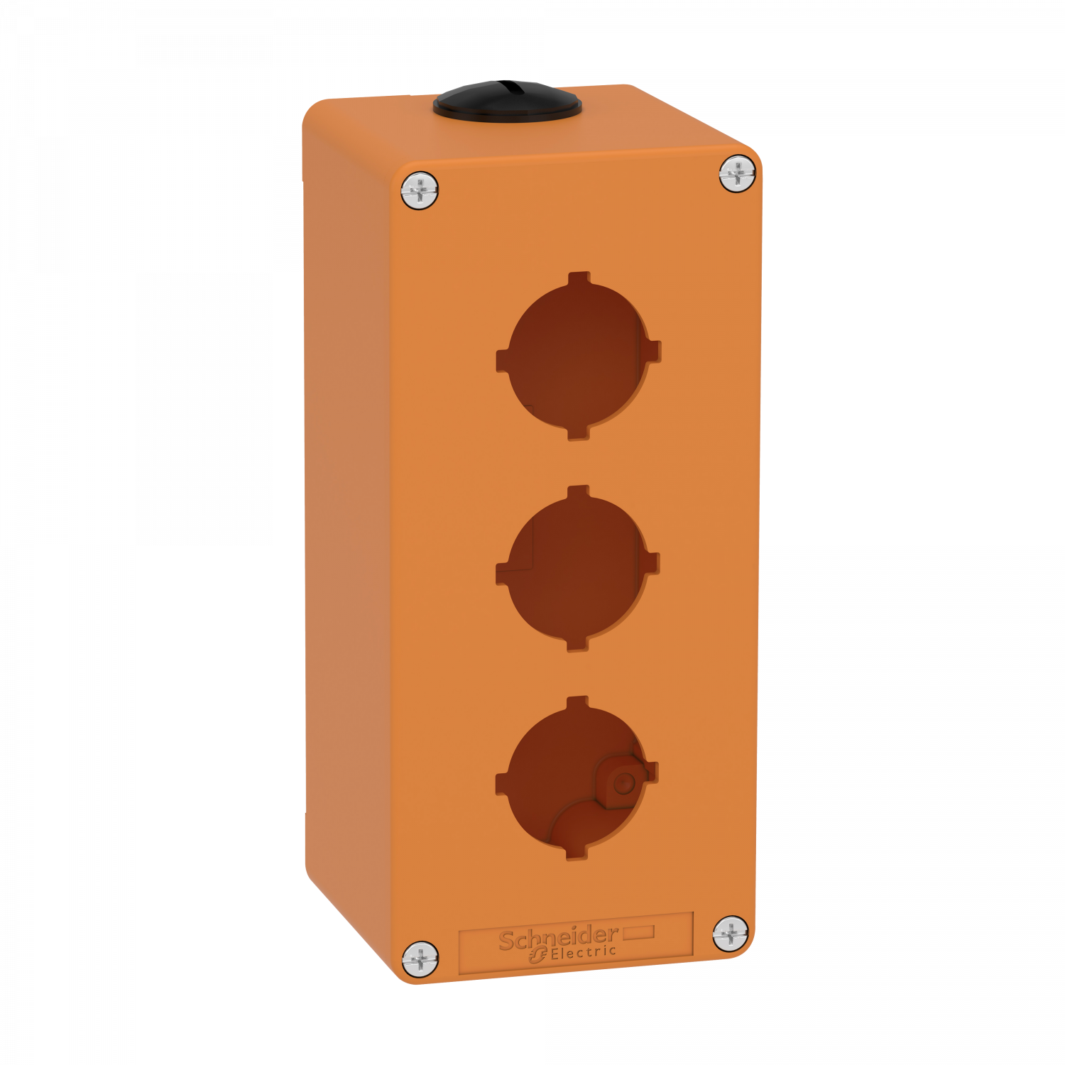 Boite métal vide orange - M25 x2 - 3 trous 30 mm - 80x175x77 mm