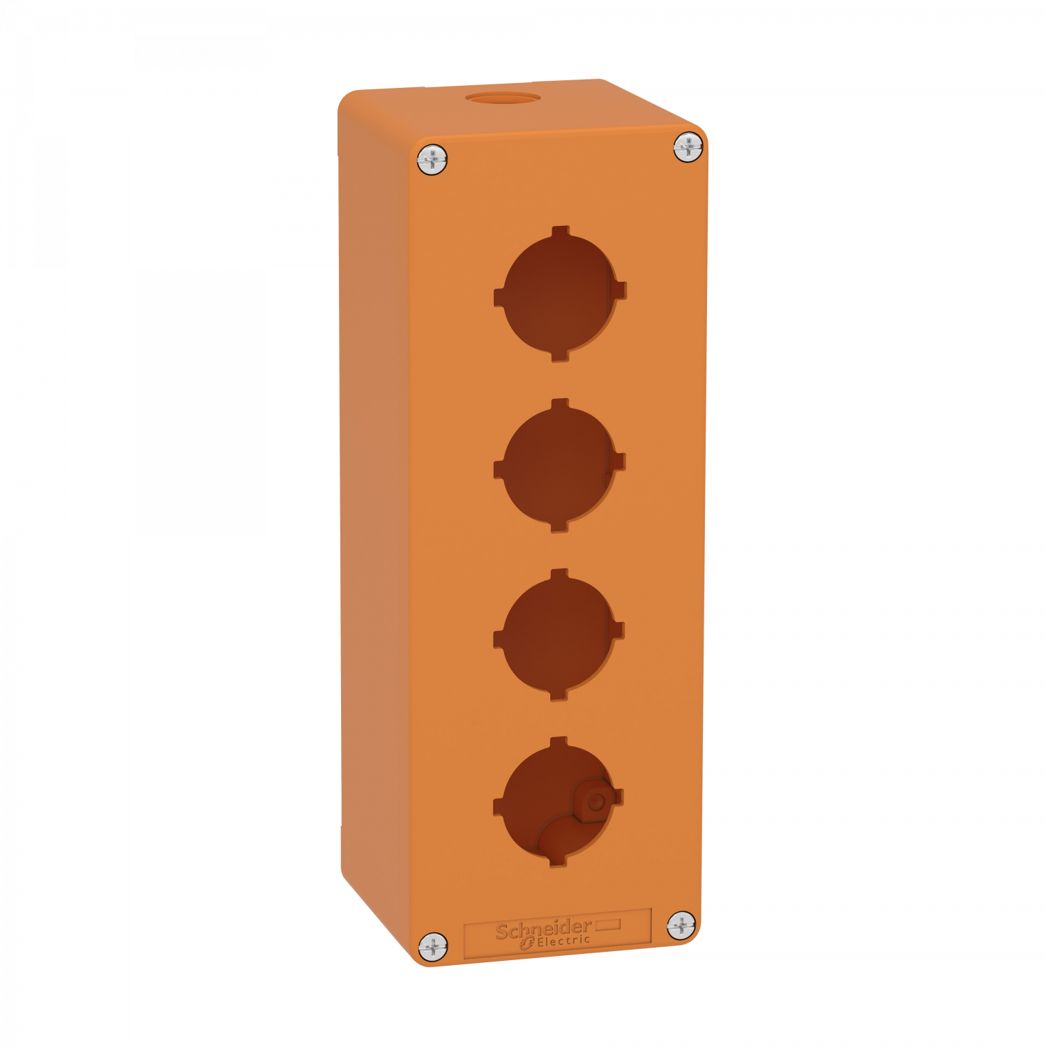 Boite métal vide orange - M25 x1 - 4 trous 30 mm - 80x220x77 mm