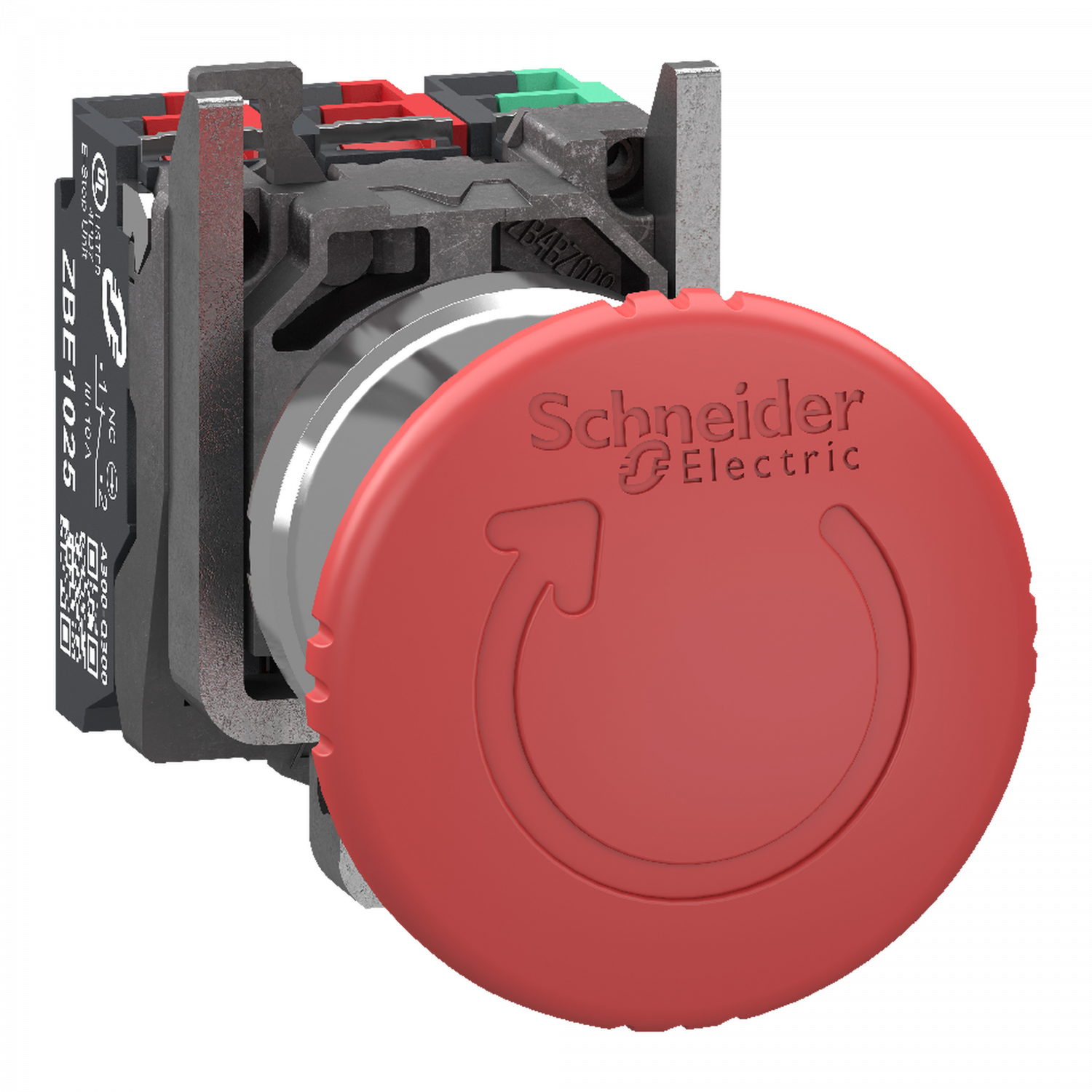 Harmony XB4 - bouton arrêt urgence - Ø40 - pousser tourn - 2O+1F - Push In