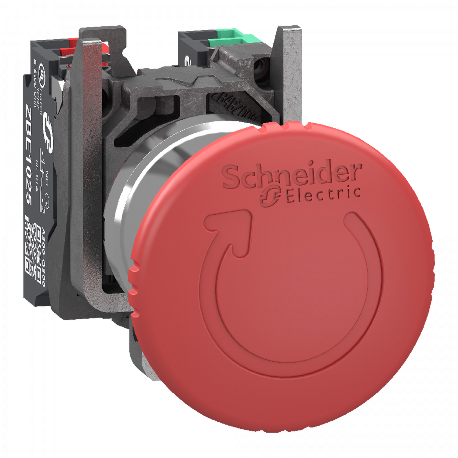 Harmony XB4 - arrêt urgence - Ø40 - pousser tourner - rouge - 1O+1F - push in