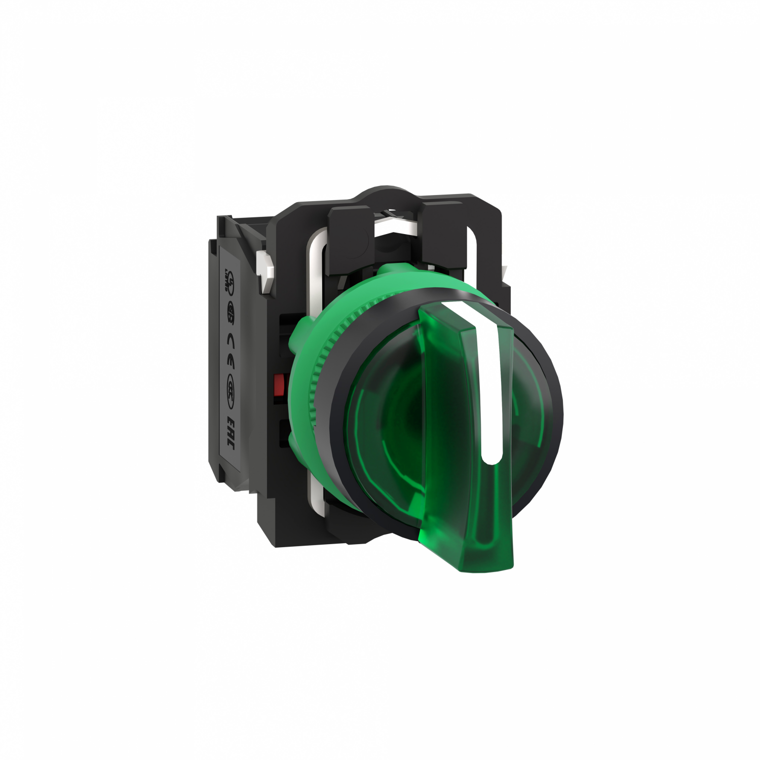 Harmony XB5 - Sélecteur lumineux - 3 positions Fixes - Vert - 1O+1F - 24 VCA/CC