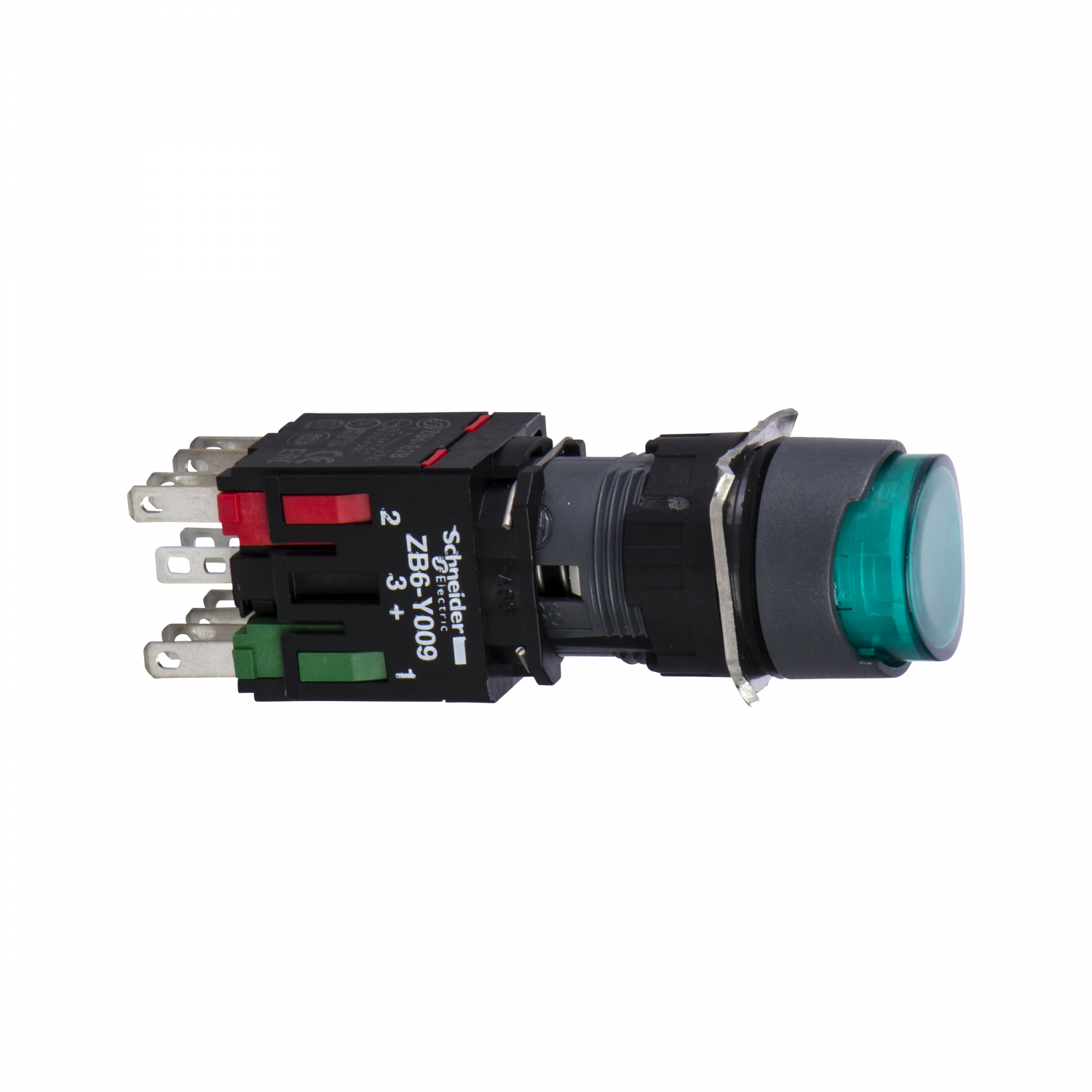 Harmony XB6 - bouton-pous. lum. - Ø16mm - à imp. dépassant - 24V - 1O+1F - vert