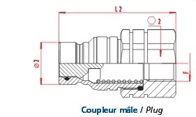 coupleur hydraulique faces planes mâle 