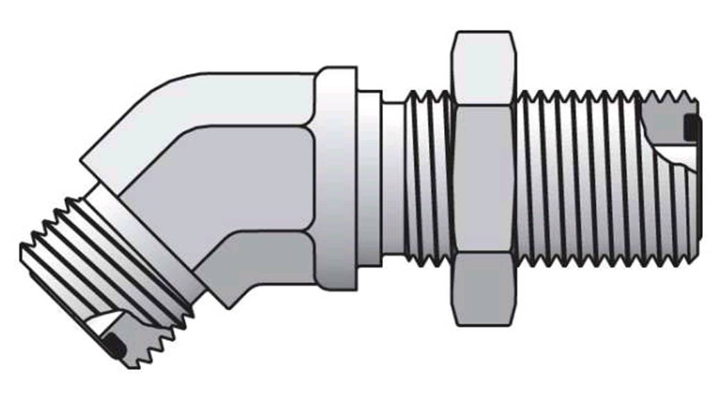 PASSE-CLOISON COUDE 45° ACIER M ORFS 11/16