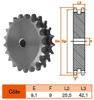 Disque 100 dents pas 15,8 double