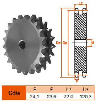 Disque 10 dents pas 38,10 double