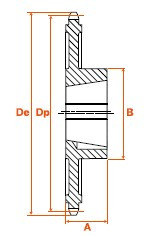 Roue fonte 57 dents 38,10 simple 3535