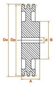 Roue fonte 76 dents pas 19,05 triple